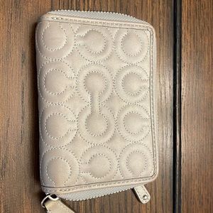 Coach silver metallic zip wallet